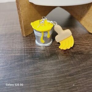Novelty Paint‎ Bucket & Brush Dangle Earrings Artist Painter Craft Earrings